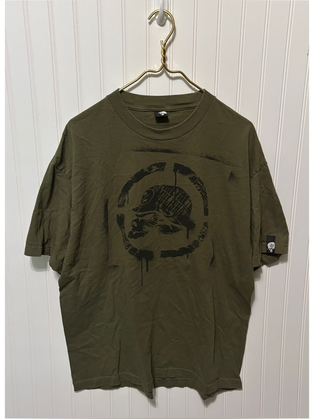 METAL MULISHA Vintage Y2K Green Skull Helmet Graphic Tee T Shirt Mens Size XL
